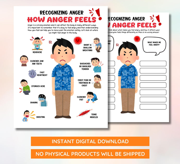 Anger Management Worksheets: Kids & Teens Therapy Activities (Instant Download)