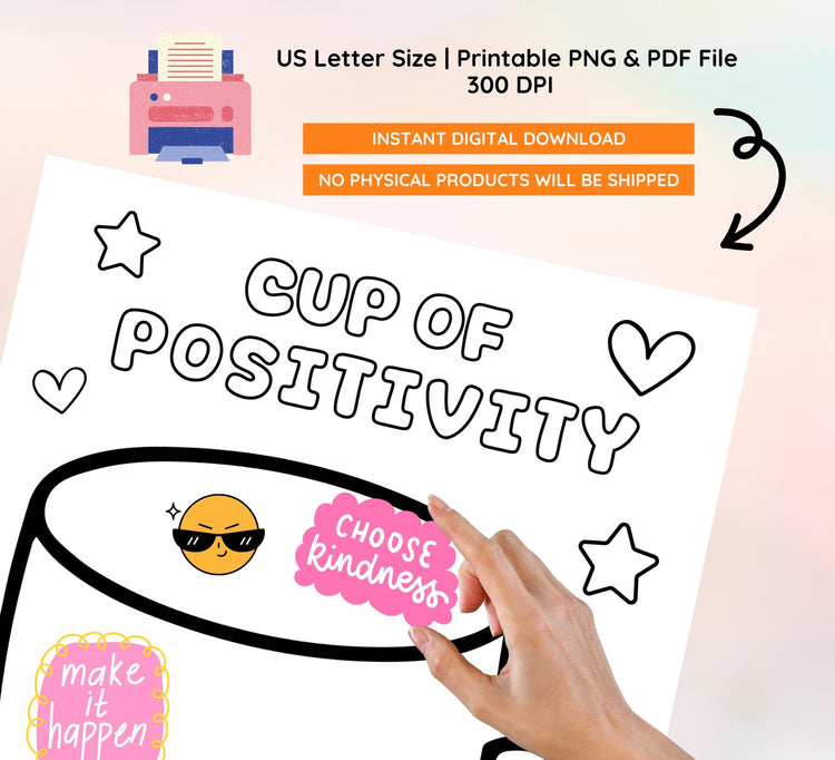 Cup of Positivity Collage Kit: Affirmation Activity (Digital Download)