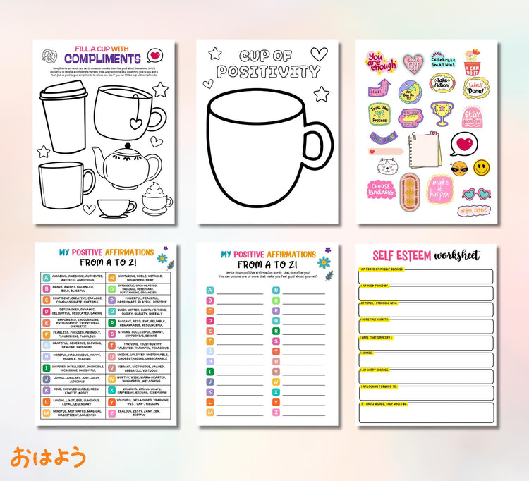 Self-Esteem Worksheet Bundle: Mental Health Activities for Kids & Teens (Digital Download)