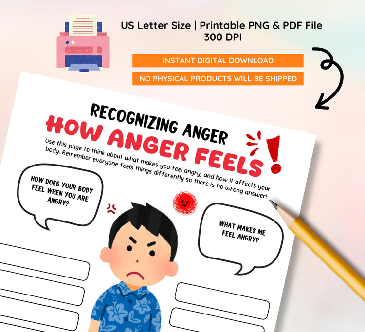 Anger Management Worksheets: Kids & Teens Therapy Activities (Instant Download)