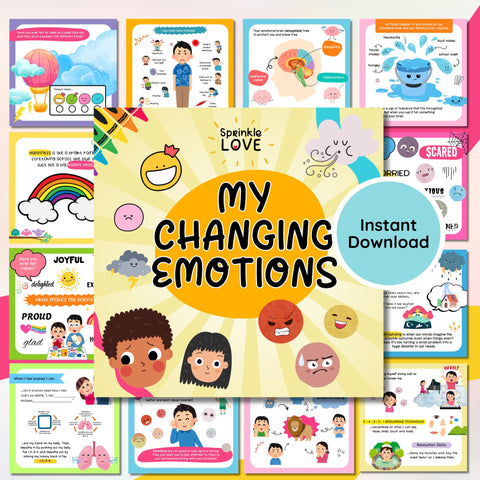 Changing Emotions Workbook, Feelings & Coping Skills Activities, Mental Health Worksheets, Emotional Regulation, Instant Download