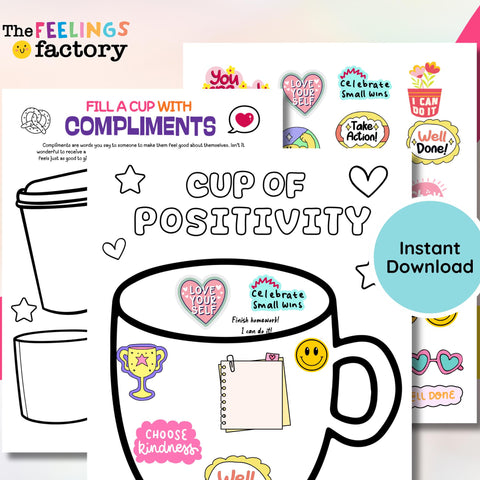 Cup of Positivity Collage Kit: Affirmation Activity (Digital Download)