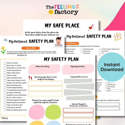Mental Health Safety Plan Worksheet, Crisis Support Tool (Instant Download)