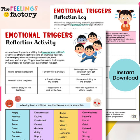 Emotional Triggers Worksheet: Coping Skills & Emotion Management (Instant Download)
