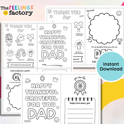 Father's Day Coloring Card: Mindful Kids Activity (PNG & PDF Files)