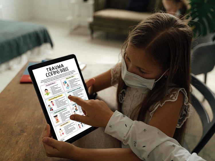 Trauma Coping Skills Chart: PTSD Recovery, Therapy Handout (PDF & PNG Instant Download