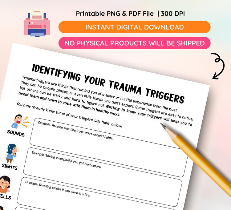 Trauma Coping Skills Worksheets: Mental Health, Self-Care (PDF Download)