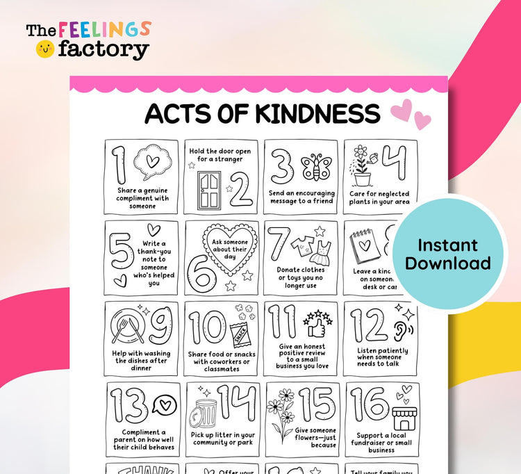 Acts of Kindness Worksheet: Kids Gratitude Journal (Digital Download PDF)