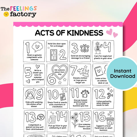 Acts of Kindness Worksheet: Kids Gratitude Journal (Digital Download PDF)