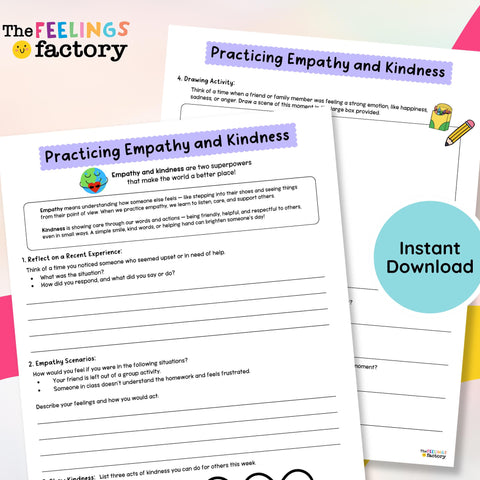 Empathy and Kindness Worksheet, Social Emotional Learning (Digital Download)