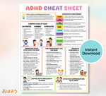 ADHD Coping Skills, Therapy Tools, Cheat Sheet (PNG & PDF Digital Download)