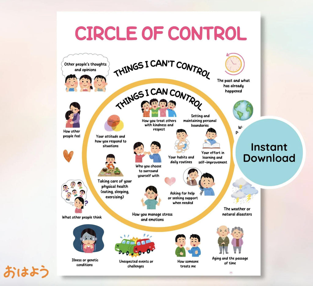 Circle of Control Worksheet: Coping Skills, Anxiety Tools (PDF)