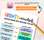 Growth Mindset Poster: Kids Affirmation Prints, Calm Down Corner (Digital Download)