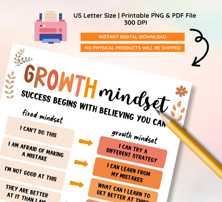 Growth Mindset Poster: Boho Kids Affirmation Print (Digital Download)