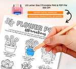 Flower Pot Affirmation Coloring Page: Self-Compassion Worksheet (Digital Download)