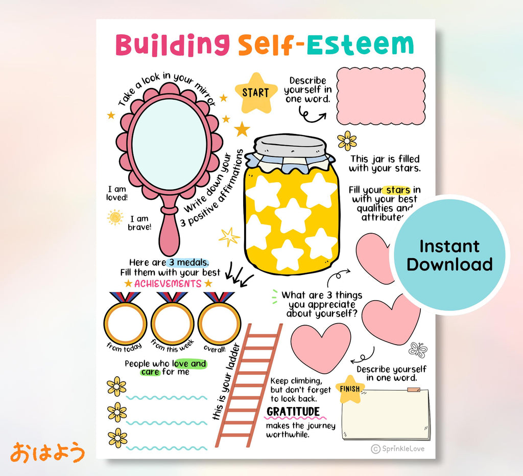 Self-Esteem Activities for Kids: Therapy Worksheets (Digital Download)