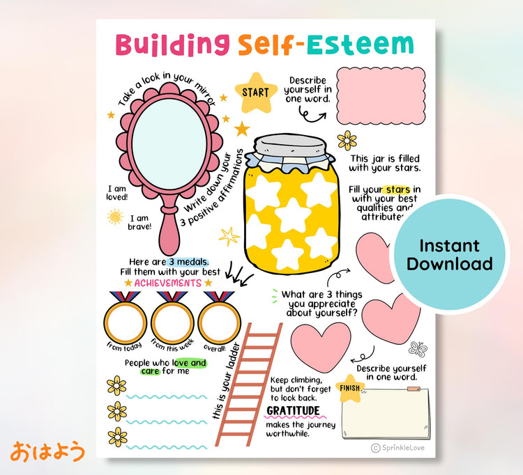 Self-Esteem Activities for Kids: Therapy Worksheets (Digital Download)