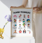Calming Techniques Poster: Feelings Chart, Mindfulness Decor (Printable)