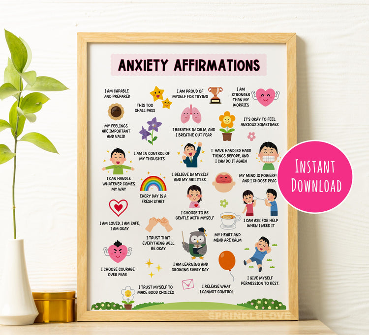 Anxiety Affirmations Poster for Kids & Teens: Coping Skills (Digital Download)