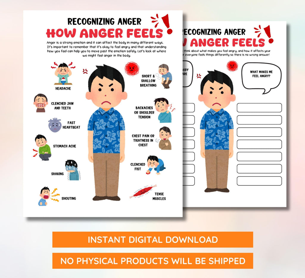 Anger Management Worksheets: Kids & Teens Therapy Activities (Instant Download)