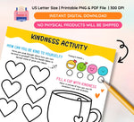 Kindness Activity Worksheet: Fill Your Cup with Positivity (Digital Download)