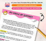Circle of Support Worksheet: SEL Activity for Kids & Teens (Digital Download)