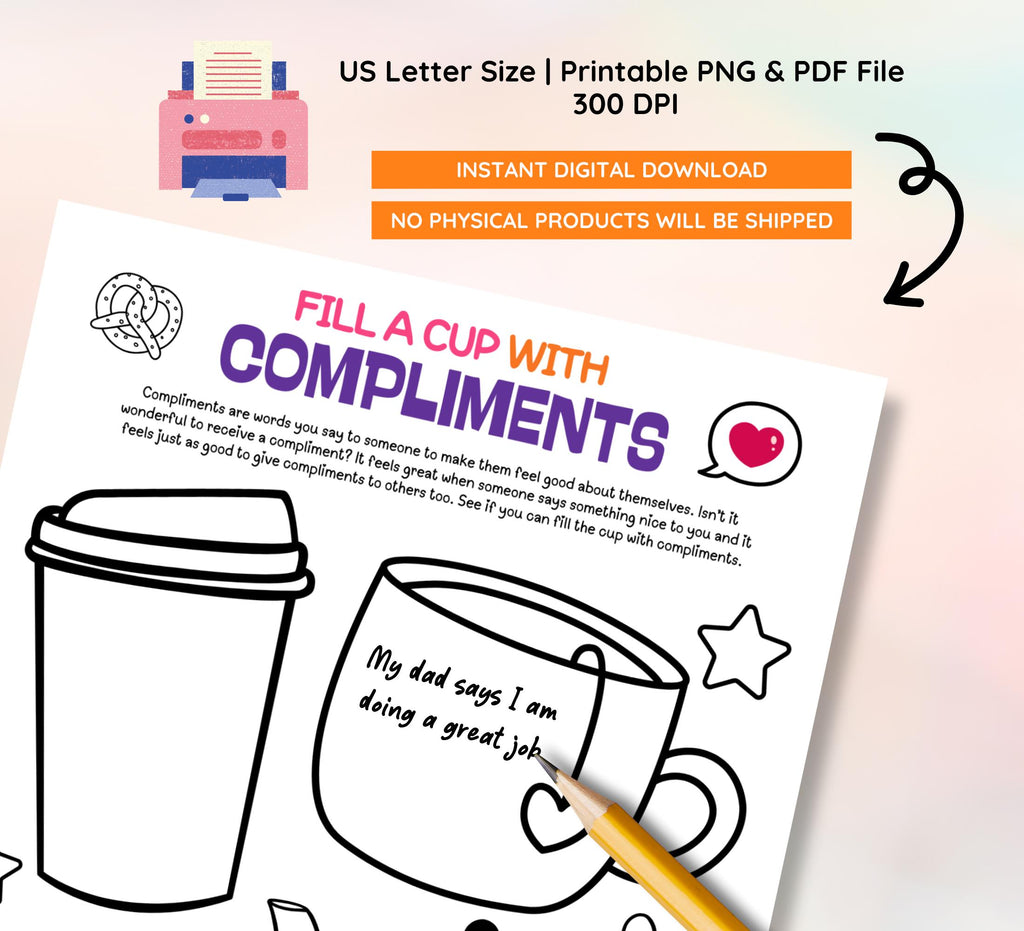 Cup of Positivity Collage Kit: Affirmation Activity (Digital Download)