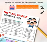 Emotional Triggers Worksheet: Coping Skills & Emotion Management (Instant Download)