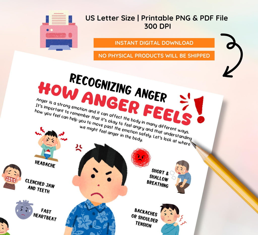 Anger Management Worksheets: Kids & Teens Therapy Activities (Instant Download)