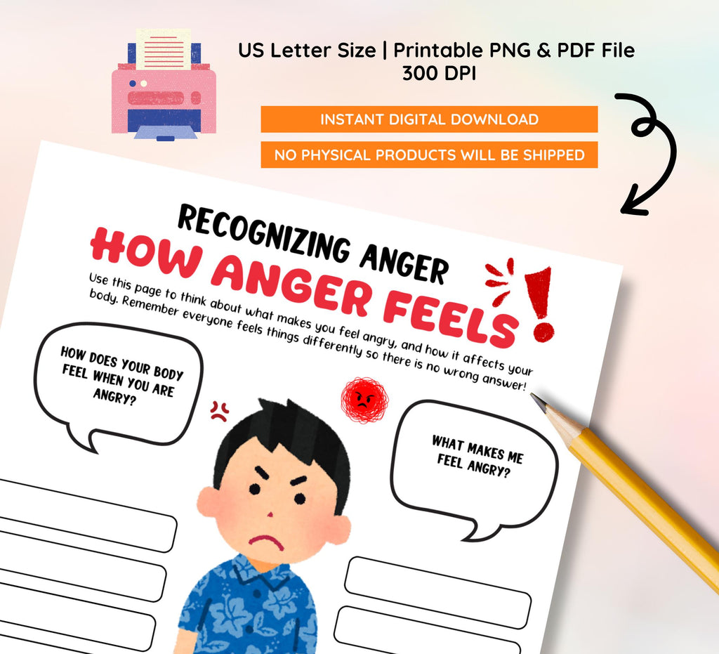 Anger Management Worksheets: Kids & Teens Therapy Activities (Instant Download)