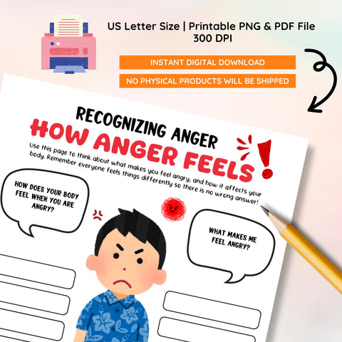 Anger Management Worksheets: Kids & Teens Therapy Activities (Instant Download)