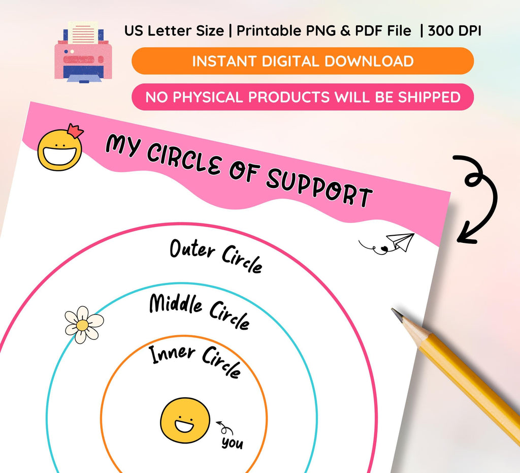 Circle of Support Worksheet: SEL Activity for Kids & Teens (Digital Download)