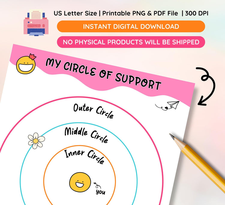 Circle of Support Worksheet: SEL Activity for Kids & Teens (Digital Download)
