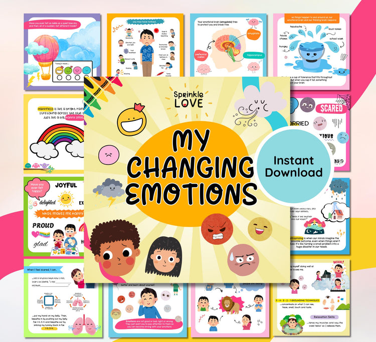 Changing Emotions Workbook, Feelings & Coping Skills Activities, Mental Health Worksheets, Emotional Regulation, Instant Download