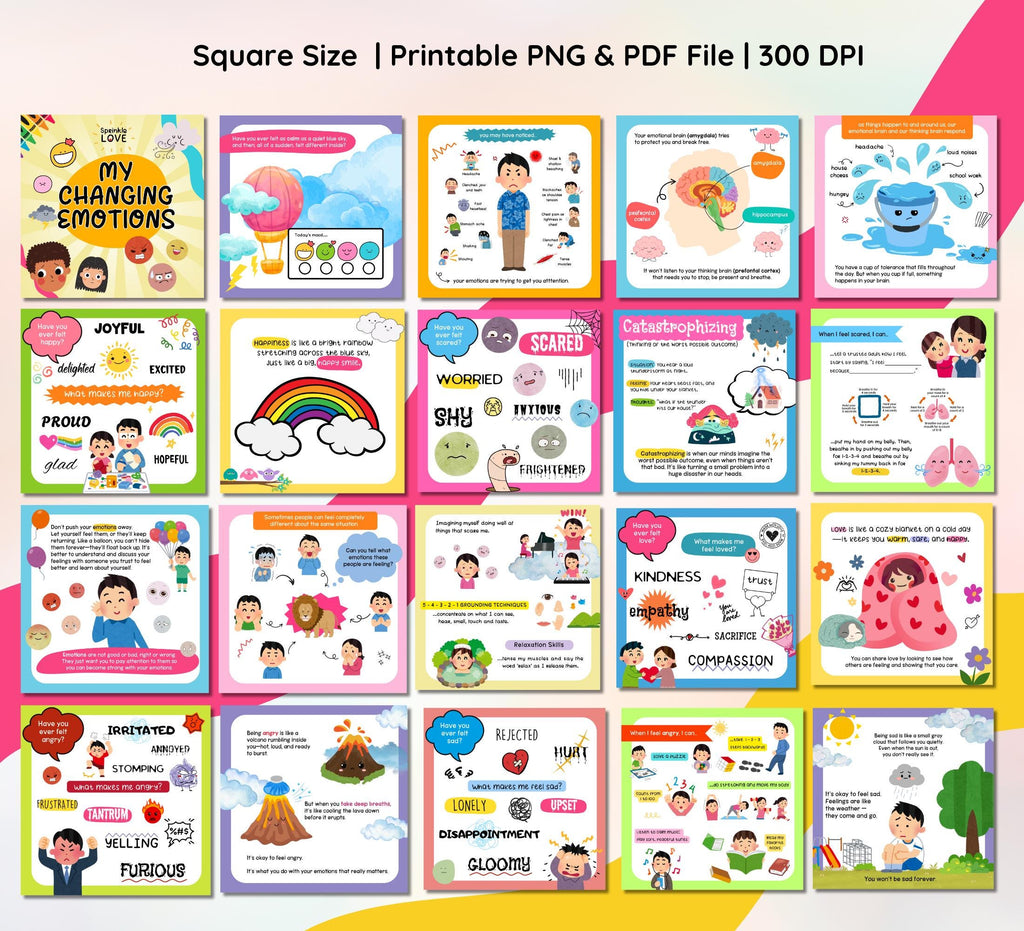 Changing Emotions Workbook, Feelings & Coping Skills Activities, Mental Health Worksheets, Emotional Regulation, Instant Download