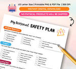 Mental Health Safety Plan Worksheet, Crisis Support Tool (Instant Download)