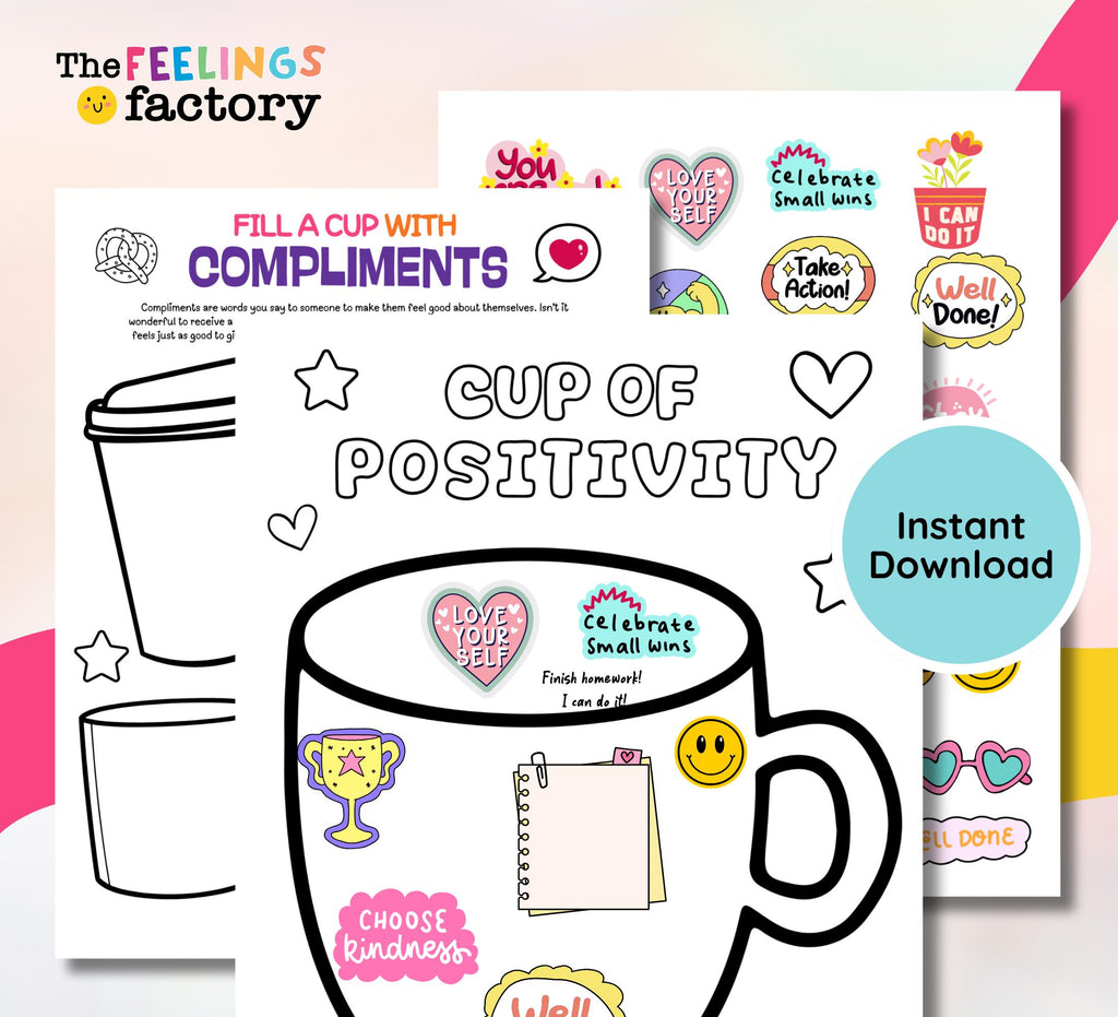 Cup of Positivity Collage Kit: Affirmation Activity (Digital Download)