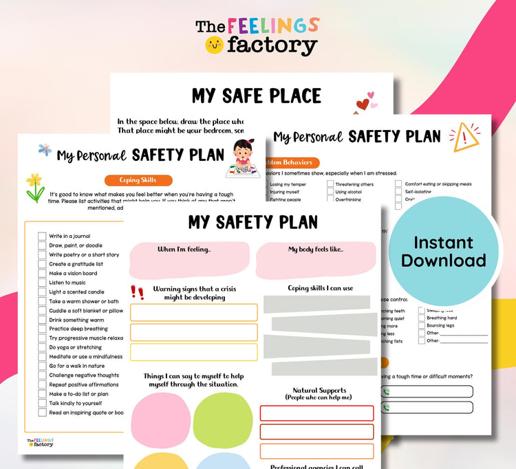 Mental Health Safety Plan Worksheet, Crisis Support Tool (Instant Download)