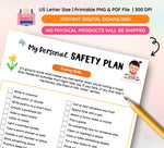Mental Health Safety Plan Worksheet, Crisis Support Tool (Instant Download)