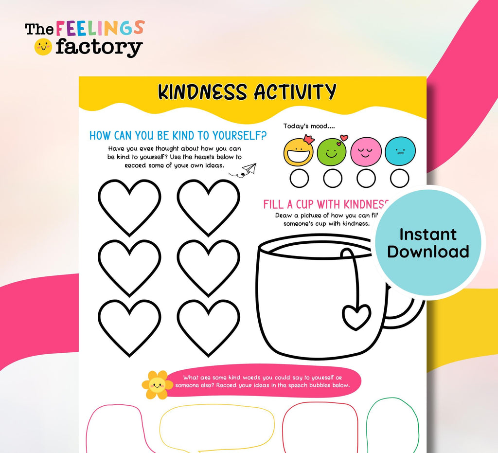 Kindness Activity Worksheet: Fill Your Cup with Positivity (Digital Download)