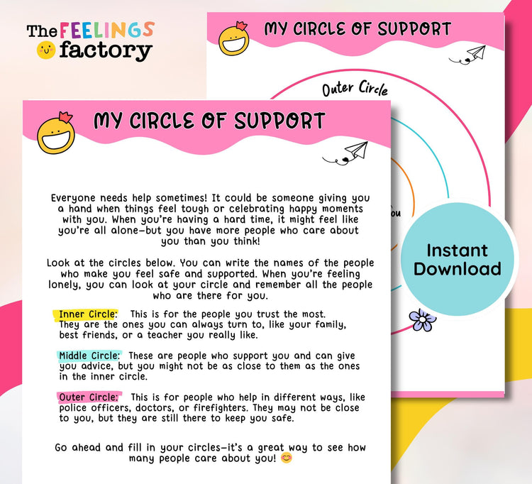 Circle of Support Worksheet: SEL Activity for Kids & Teens (Digital Download)