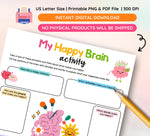Happy Brain Activity Worksheets, Self-Love, Positivity & Gratitude Prompts, Emotional Regulation, Mental Health Journal, Instant Download