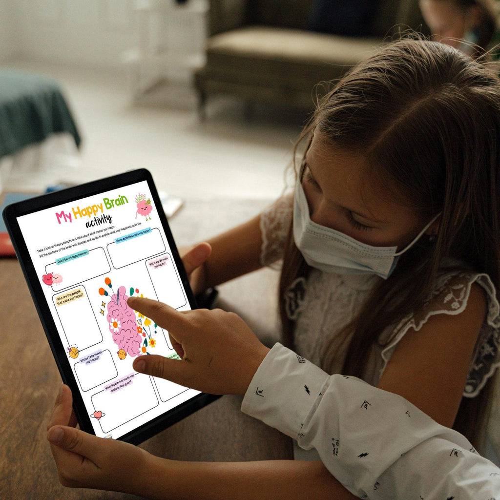 Happy Brain Activity Worksheets, Self-Love, Positivity & Gratitude Prompts, Emotional Regulation, Mental Health Journal, Instant Download