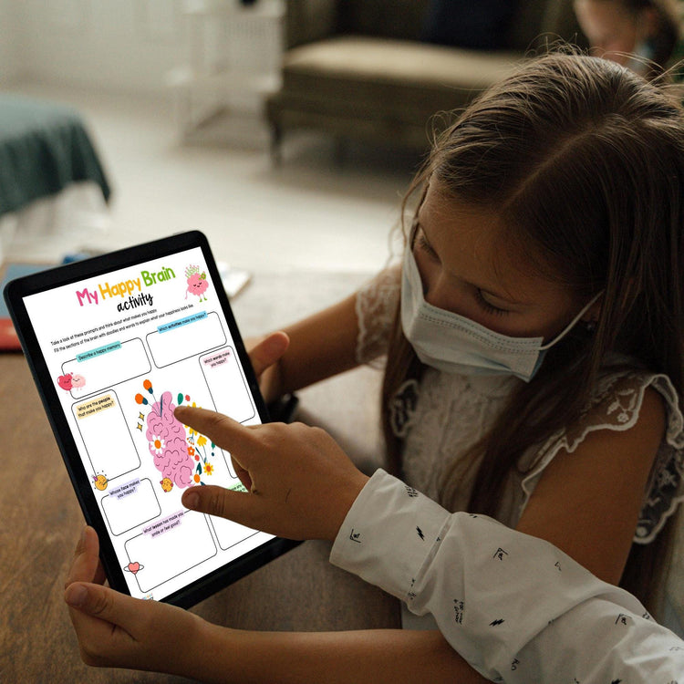 Happy Brain Activity Worksheets, Self-Love, Positivity & Gratitude Prompts, Emotional Regulation, Mental Health Journal, Instant Download