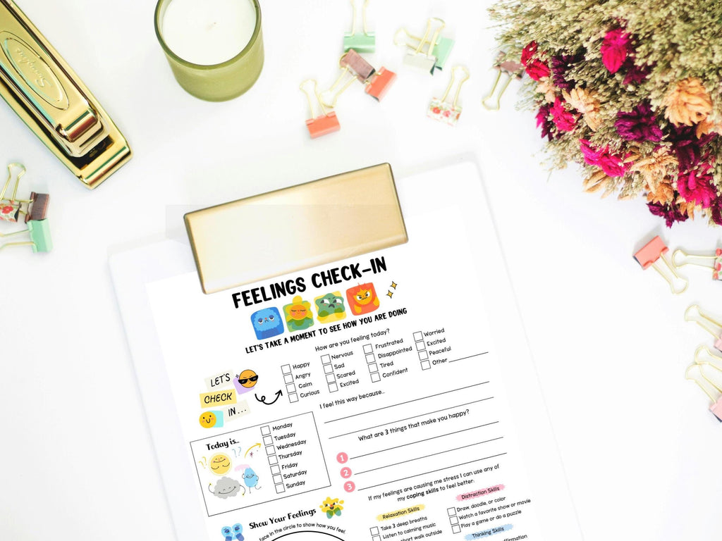 Feelings Check-In Worksheet: Social Emotional Learning, Self Regulation (PDF Download)