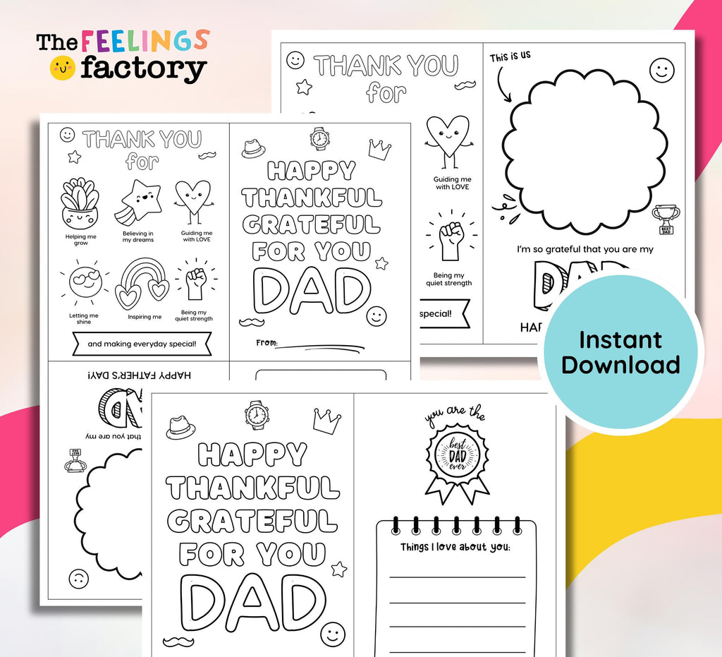 Father's Day Coloring Card: Mindful Kids Activity (PNG & PDF Files)