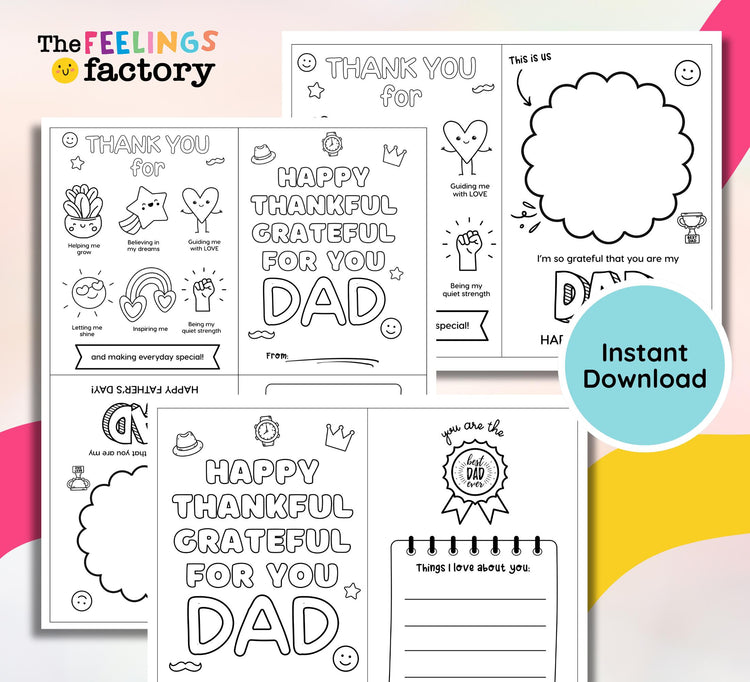 Father's Day Coloring Card: Mindful Kids Activity (PNG & PDF Files)