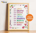 Watercolor Kids Affirmation Poster: Daily Motivational Wall Art (Instant Download, JPG Files)
