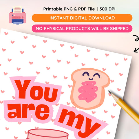 You Are My Jam Valentine Printable, Kids Poem Card (Digital Download)