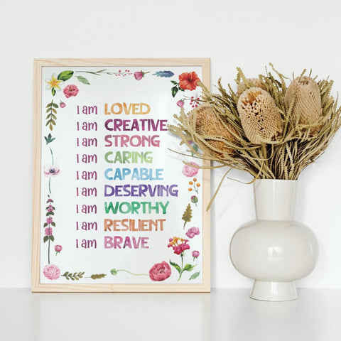 Watercolor Kids Affirmation Poster: Daily Motivational Wall Art (Instant Download, JPG Files)